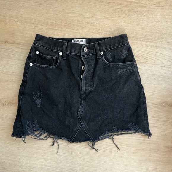 Agolde Dresses & Skirts - Agolde Black Mini Skirt Distressed Casual